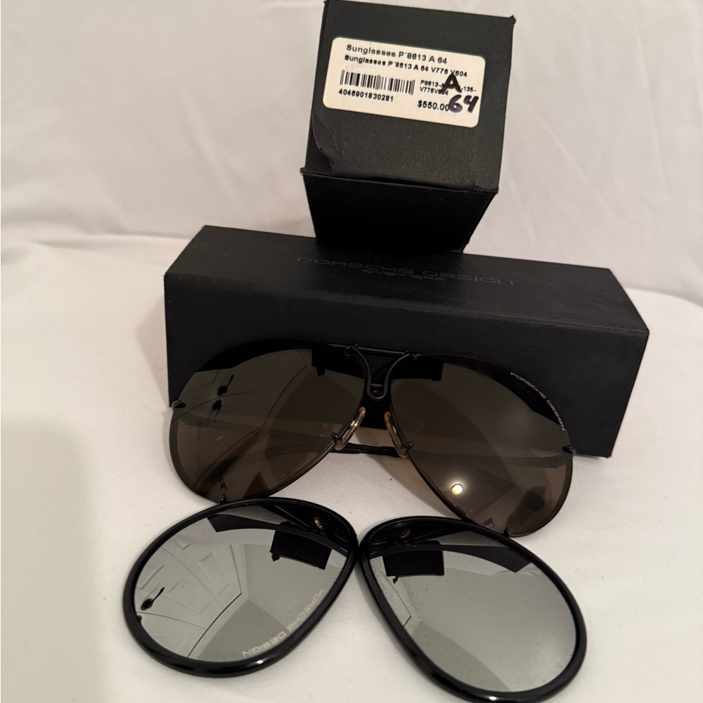 Porsche Design Black Aviator Sunglasses